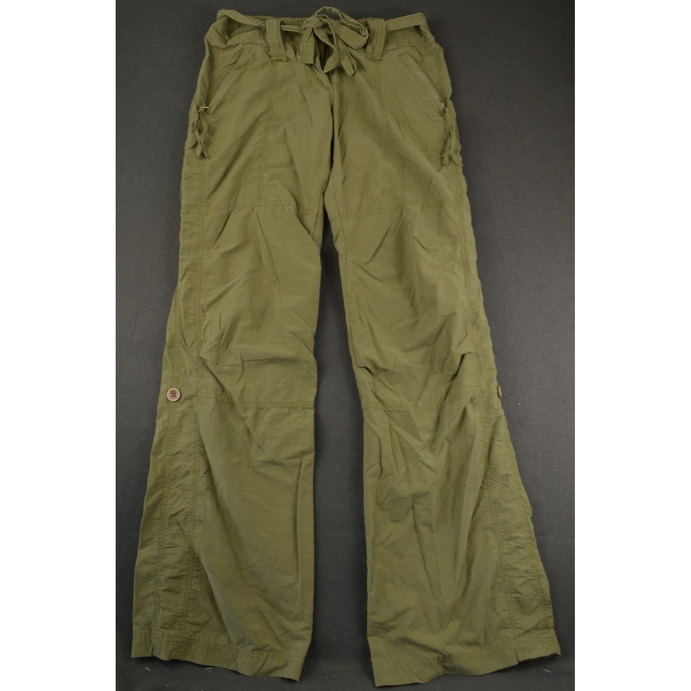 Cello Womens Olive Green Flared Pants Adjustable Waist Cargo Outdoor Size L